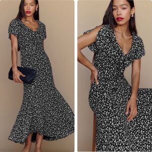 NWOT Reformation Talleen Maxi Dress Maria Black White Floral Size 6